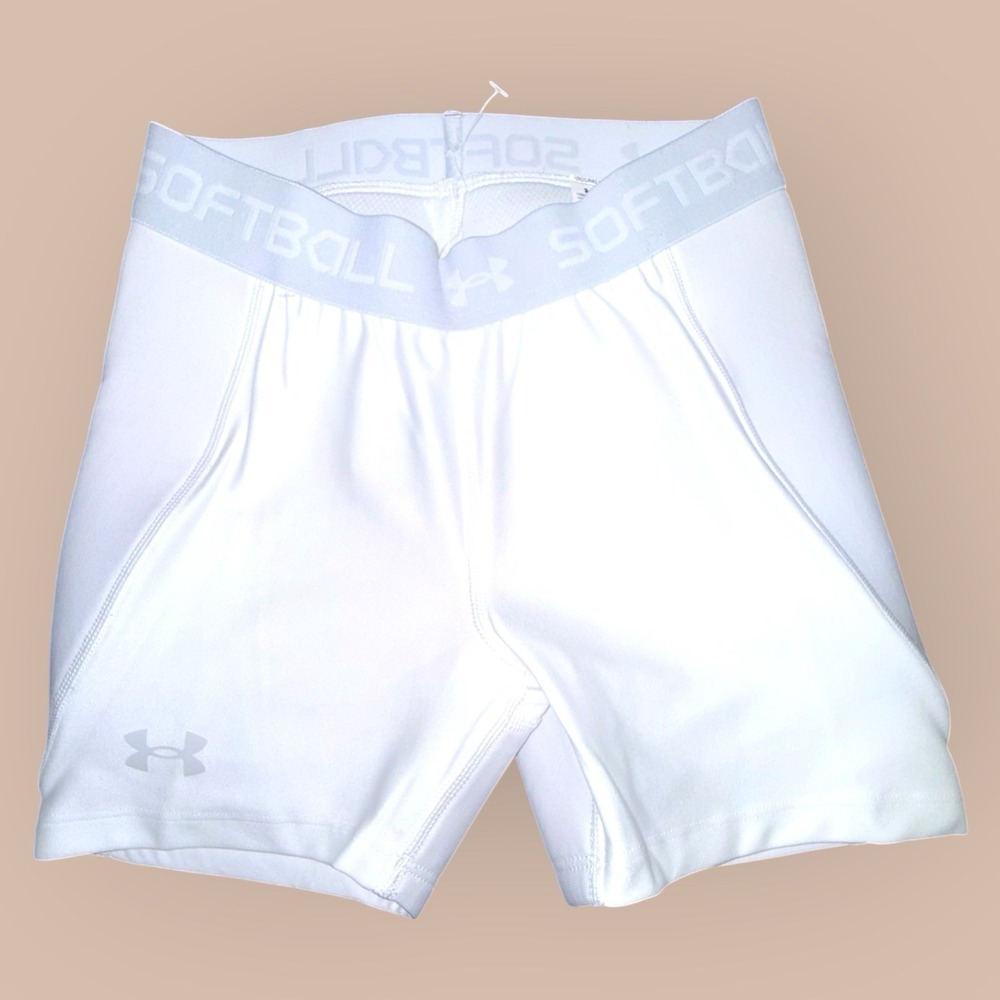 Under Armour Softball Slider Shorts Youth Medium White Compression NWT
